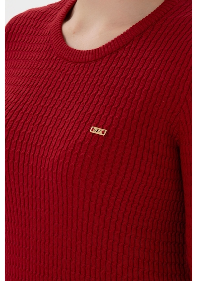 U.S. Polo Assn. Kadın Kırmızı Bisiklet Yaka Basic Kazak 50312922-VR030