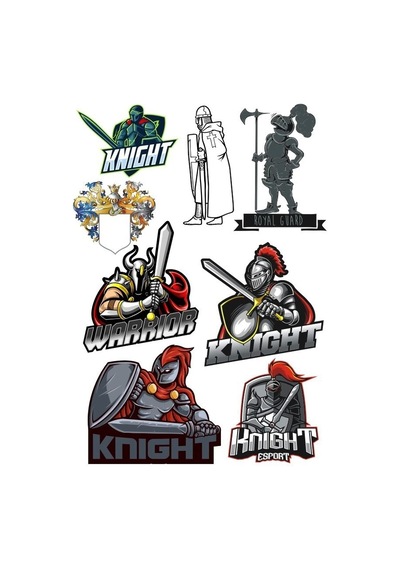 Knight Şövalye Sticker Set-1 8 Parça Telefon, Tablet, Defter, Laptop Sticker