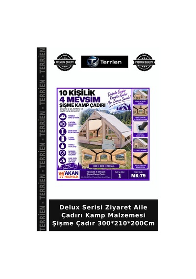 Delux Serisi Ziyaret Aile Çadırı Kamp Malzemesi Şişme Çadır 300 210 200cm Çok Renkli