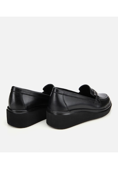 Hotiç Kadın Deri Siyah Tokalı Dolgu Topuklu Klasik Loafer 01ayh314460a100 01ayh314460a100 Siyah