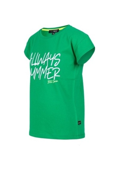 Brz Kids Baskılı Kız Çocuk Kısa Kollu T-Shirt Yeşil