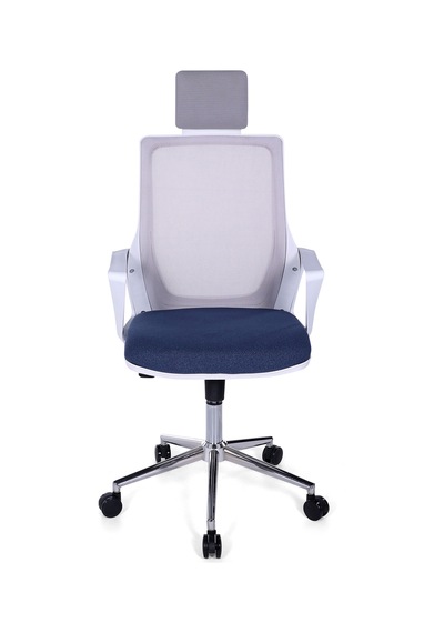 Ofisbazaar Alf Beyaz Fileli Yönetici Koltuğu Ergonomik Başlıklı Ofis Koltuğu Mavi/gri Gri