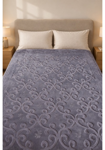 Embos Pırıltı Çift Kişilik Battaniye Gri-silver Simli 220x240