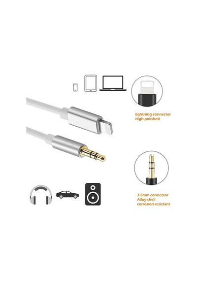 Apple Uyumlu iPhone iPad Lightning To 3.5mm Ses Çevirici Aux Kablo 1m