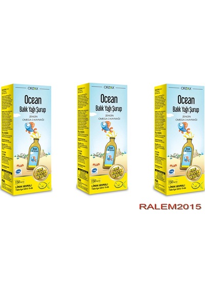 Ocean Balık Yağı Şurup Limon Aromalı 150 ML 3 Adet