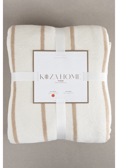 Twin Battaniye Soft Pamuklu Çift Kişilik Battaniye Kahve Krem 200 X 220 5028a Kahve Krem