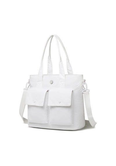 Smart Bags Mikro Poly Kumaş Büyük Boy Kadın Omuz Çantası 3345 Beyaz