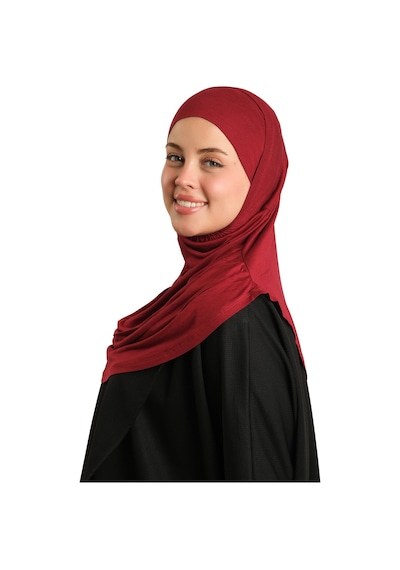 Hürrem Bone Bordo Pratik Hazır Geçmeli Tesettür Eşarp Viskon Boneli Büyük Boy 1290bv 16 bordo
