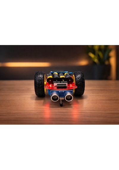 Masrokit U2l-7716 Ultrasonik Sensörlü Engelden Kaçan Robot Eğitim Kiti Sarı Motorlu