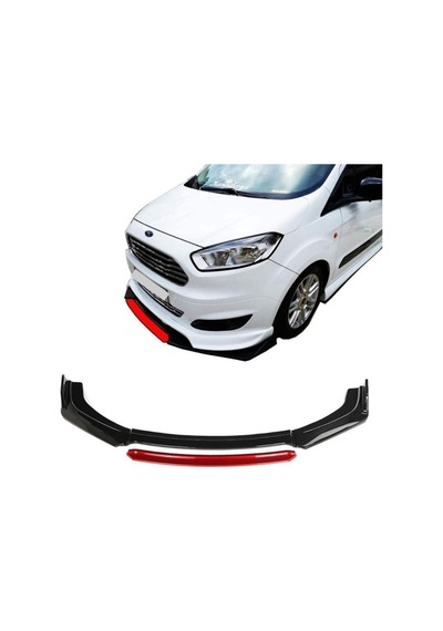 Ford İle Uyumlu Courier Ön Tampon Altı Lip 4 Parça Kırmızı