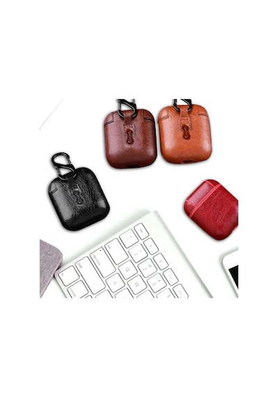 Ally Leather Case Apple Uyumlu AirPods 1-2 Pu Deri Koruma Kilifi 300646472 - Renk / Kirmizi