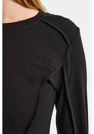 it's basic Kadın Siyah Renk W5 Organik Kumaş Crop Fit Body