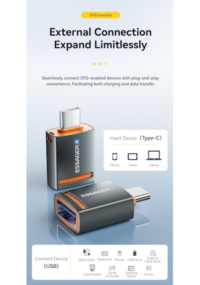 Essager Type-c To Usb 3.0 Hızlı 5a 5gbps Çevirici Dönüştürücü