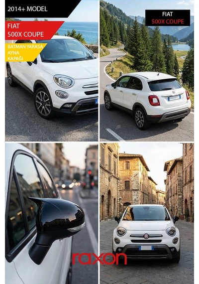 Fıat 500x Coupe 2014+ Batman & Yarasa Ayna Kapağı Parlak Piano Black Sport