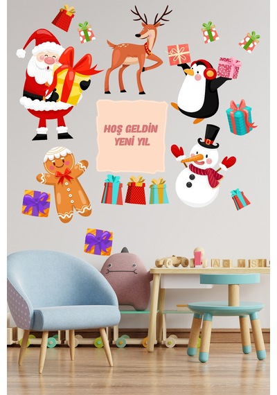 Crevidi Sevimli Noel Baba Ve Arkadaşlar Yıl Başı Cocuk Odası Duva