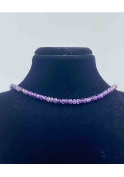 Ametist Doğal Taş Kolye Faset Kesim 3 4 Mm Siyah