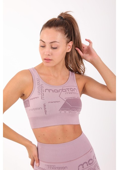 Maraton Active Slimfit Kadın Atlet Yaka Kolsuz Koşu Lila Bra 813065-Lila