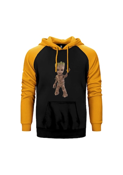 Groot Baby Sarı Renk Reglan Kol Kapşonlu Sweatshirt Sarı