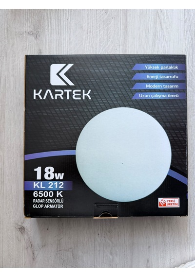 5'li Paket Kartek Kl 212 18w Radar Hareket Sensörlü Led Glop Armatür 6500k Beyaz Işık Sıva Üstü Yuvarlak Tavan Lambası