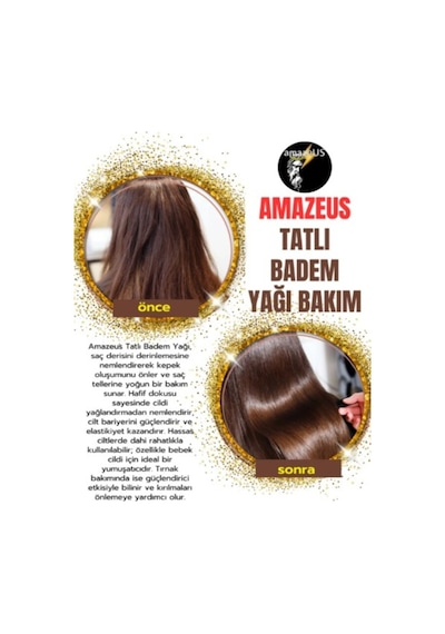 Amazeus Tatlı Badem Yağı Seti 150ml - Vegan / Kaş Kirpik Fırçası & Spreyli - Parabensiz, Katkısız