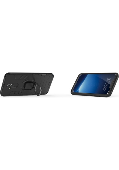 Huawei Mate 20 Lite İçin Parmak Halkalı Kickstand'lı Tpu + Pc Hibrit Kılıf