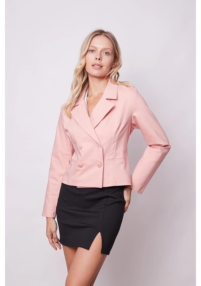 Kadın Yakalı Flato Cepli Uzun Kol Kruvaze Anvelop Hafif Likralı Kumaş Blazer Ceket-pudra Pudra Kadın Yakalı Flato Cepli Uzun Kol Kruvaze Anvelop Hafif Likralı Kumaş Blazer Ceket-pudra Pudra