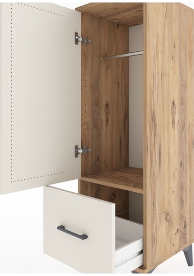 Hyperion Dolap Tek Raflı Tek Çekmeceli Tek Askılı 44x44x134 Çam-aytaşı Atlas Çam