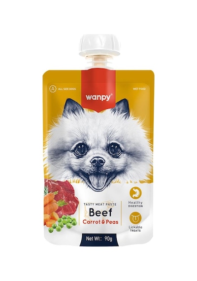 Wanpy Taze Sığır Etli & Havuçlu Ezme Köpek Maması 90 G