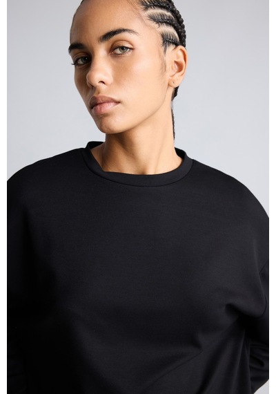 Defacto Oversize Düşük Omuz Bisiklet Yaka Skuba Dalgıç Kumaş Basic Sweatshirt I9314ax26aubk81 Siyah-bk81