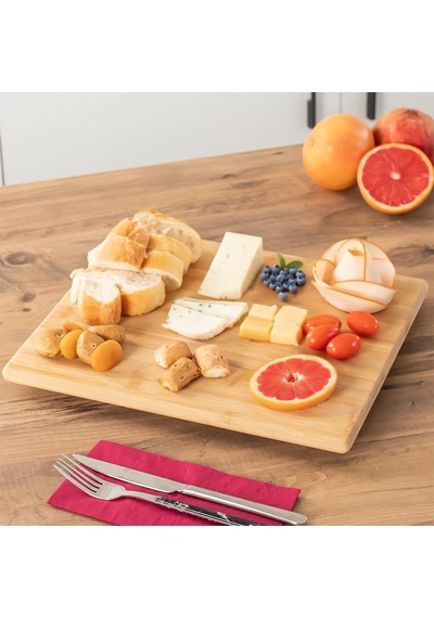 Porsima Bambu Peynir Pizza Tahtası Sunum Tahtası 360 Derece Dönen Yuvarlak Lüx Servis 35 X 30 X 1.5 Cm Diğer
