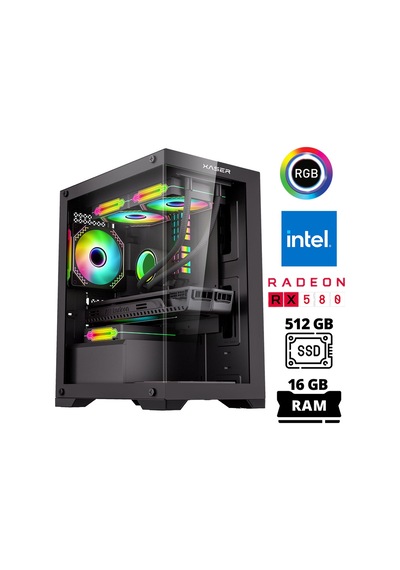Xaser XSR1008 i5-7400 16 GB 512 GB SSD 8 GB RX580 Free Dos Masaüstü Oyuncu Bilgisayarı