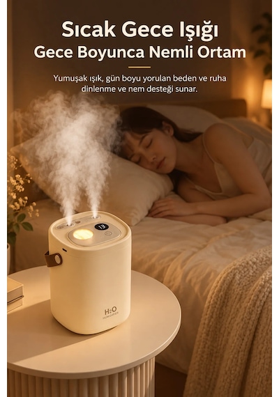 Exenar - Yeşil - Şarjlı Ultrasonic Hava Nemlendirici Buhar Makinesi 1500ml Şarjlı Buhurdanlık
