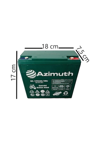 Azimuth 12v 24 Ah Amper Elektrikli Bisiklet Aküsü-