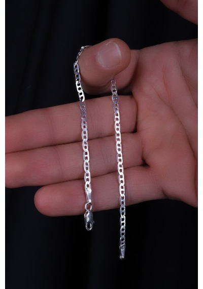 Encili Silver 925 Ayar Gümüş 3 Mm Barlı Figaro Model Zincir Bileklik Gümüş