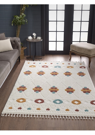 Mariesse Home Elit Bukleli Multi Renkler Yumuşak Peluş Post Shaggy Çocuk Odası Oturma Odası Salon Halısı 0911a Çok Renkli