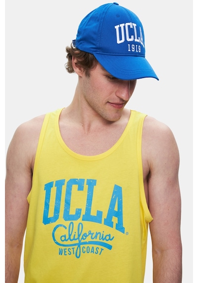 Ucla Pebble Açık Sarı Sıfır Kol Baskılı Oversize Erkek Tshirt Sarı