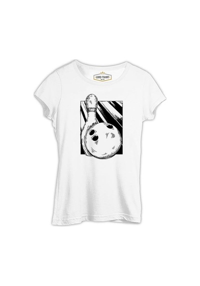 A Bowling Pin And Ball Beyaz Kadın Tshirt 001
