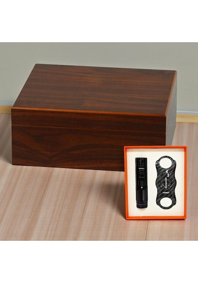 Cedar Alman Humidor Puro Kutusu Çakmak Kesici Seti