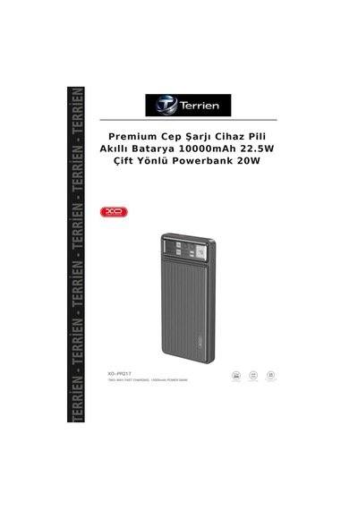 Premium Cep Şarjı Cihaz Pili Akıllı Batarya 10000mah 22.5w Çift Yönlü Powerbank 20w Çok Renkli