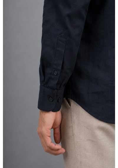 Bisse Lacivert Regular Fit Keten Gömlek Gmktn4pal224020 D39