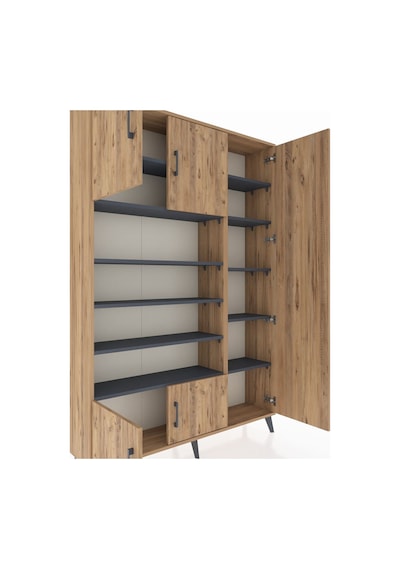 Arges Dolap 11 Raflı 5 Kapaklı 132x30x195 Çam-çam/antrasit Çam