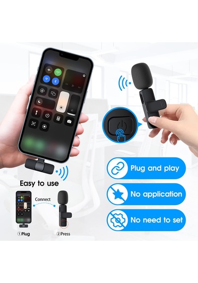 Kopdkes Profesyonel Kablosuz Yaka Mikrofonu İphone İpad, Plug-play 2.4g Ultra Düşük Gecikme-dahili Gürültü Azaltma Çip Yaka Mikrofon Röportaj, Podcast, Vlog, Youtube
