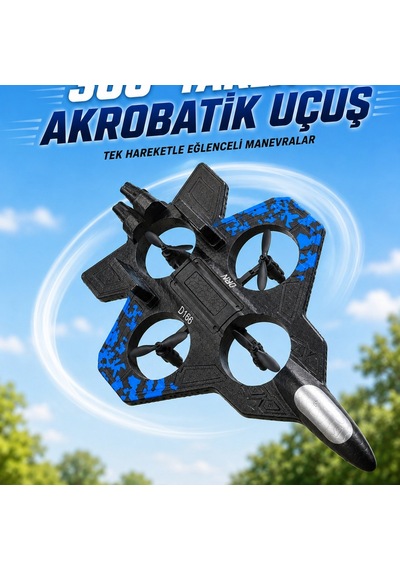Uzaktan Kumandalı Savaş Uçağı Drone 2.4 Ghz Jiroskoplu Tek Tuş Kalkış İniş 360 Dönüş