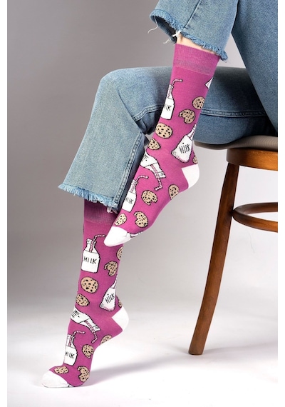 Ozzy Socks Milk Desenli Çorap Mor