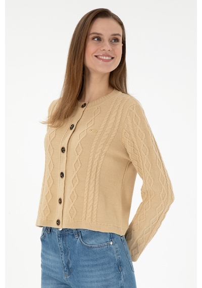 U.s. Polo Assn. Kadın Kum Hırka Triko 50297097-vr085 Kum