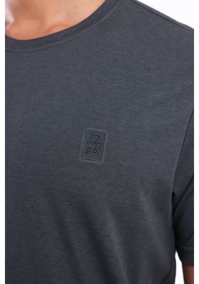 Rowinger Bisiklet Yaka Merserize Erkek Spor T-shirt Siyah