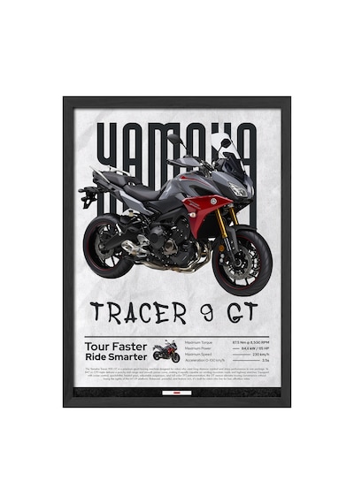 Tracer 9 Gt Siyah Ahşap Çerçeveli Poster, Motosiklet Duvar Tablosu