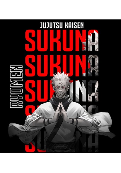 Jujutsu Kaisen - Sukuna - Anime Baskılı Unisex %100 Pamuk Siyah Kapüşonlu Sweatshirt Siyah