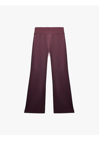 Koton Viskon Modal Kumaş Slim Fit Nervürlü İspanyol Paça Pantolon Mor 6sak40094ek