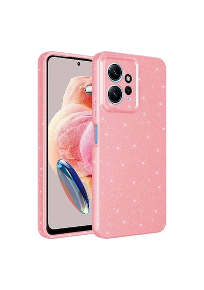 Redmi Note 12 4g Kılıf Parlak Simli Ve Kamera Korumalı Spoty Silikon Kapak Pembe